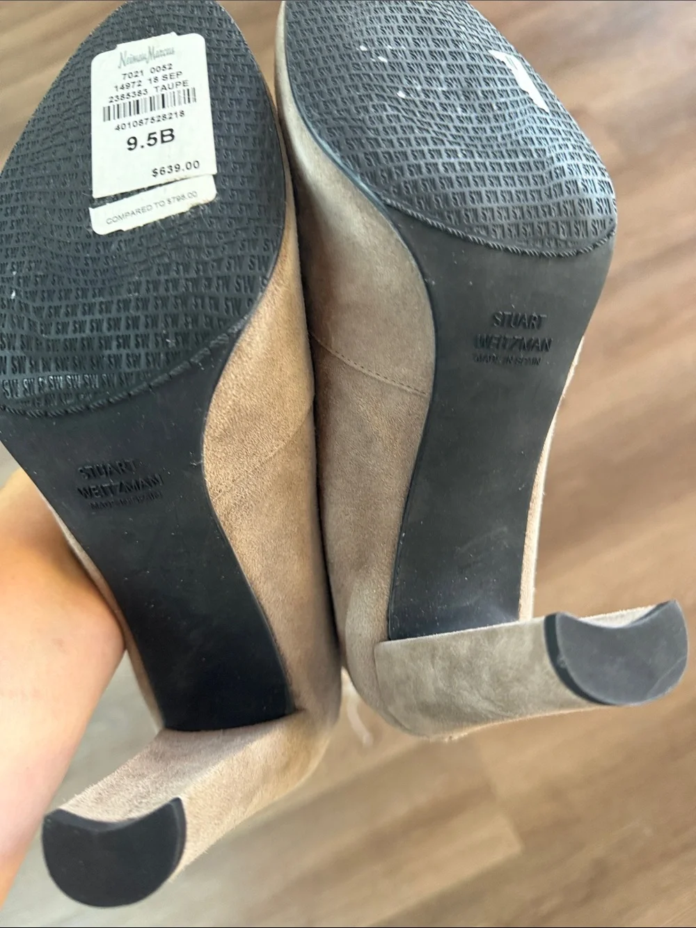 Stuart Weitzman Over-the-Knee Suede Boots in Light Gray 9.5